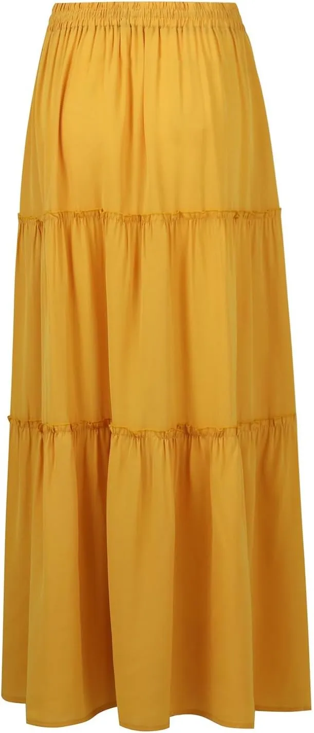 Tiered Maxi Skirts for Women Trendy Casual Elastic High Waisted Flowy Skirt Fall Fashion Ruffle Skirts