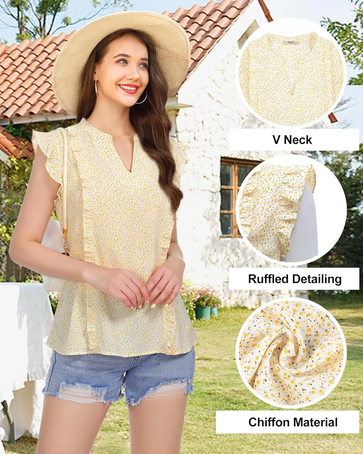 Timeson Women's Tops Dressy Casual Sleeveless Business Work Blouses Chiffon Office Tanks