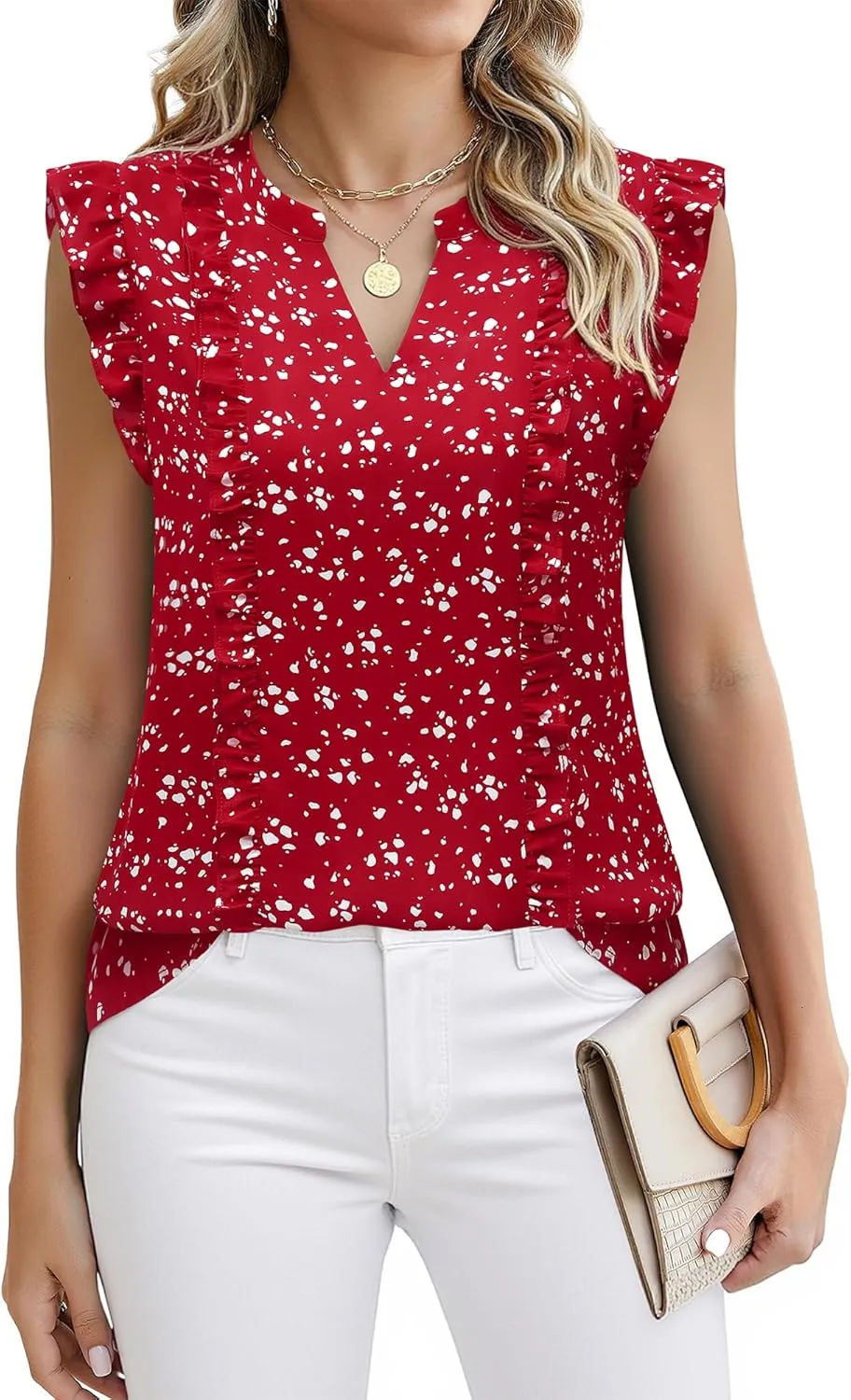 Timeson Women's Tops Dressy Casual Sleeveless Business Work Blouses Chiffon Office Tanks