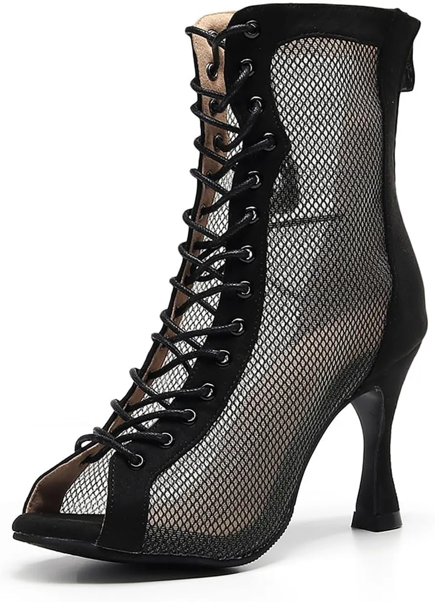 TINRYMX Womens Latin Dance Shoes Satin Tango Performance Professional Ballroom Salsa Dance Shoes,Model-QJW7179