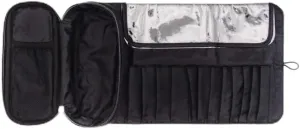 Toiletry Bag Travel Makeup Bag Portable Cosmetic Organizer with Dividers Make Up Brush Holder Makeup Case with Compartments (Black)