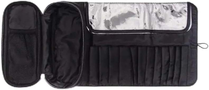 Toiletry Bag Travel Makeup Bag Portable Cosmetic Organizer with Dividers Make Up Brush Holder Makeup Case with Compartments (Black)