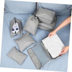 TOYANDONA 7 Pcs Luggage Storage Bag Set Travel Packing Cubes Flat Underwear Mesh Shoe Drawstring Bags for Suitcase