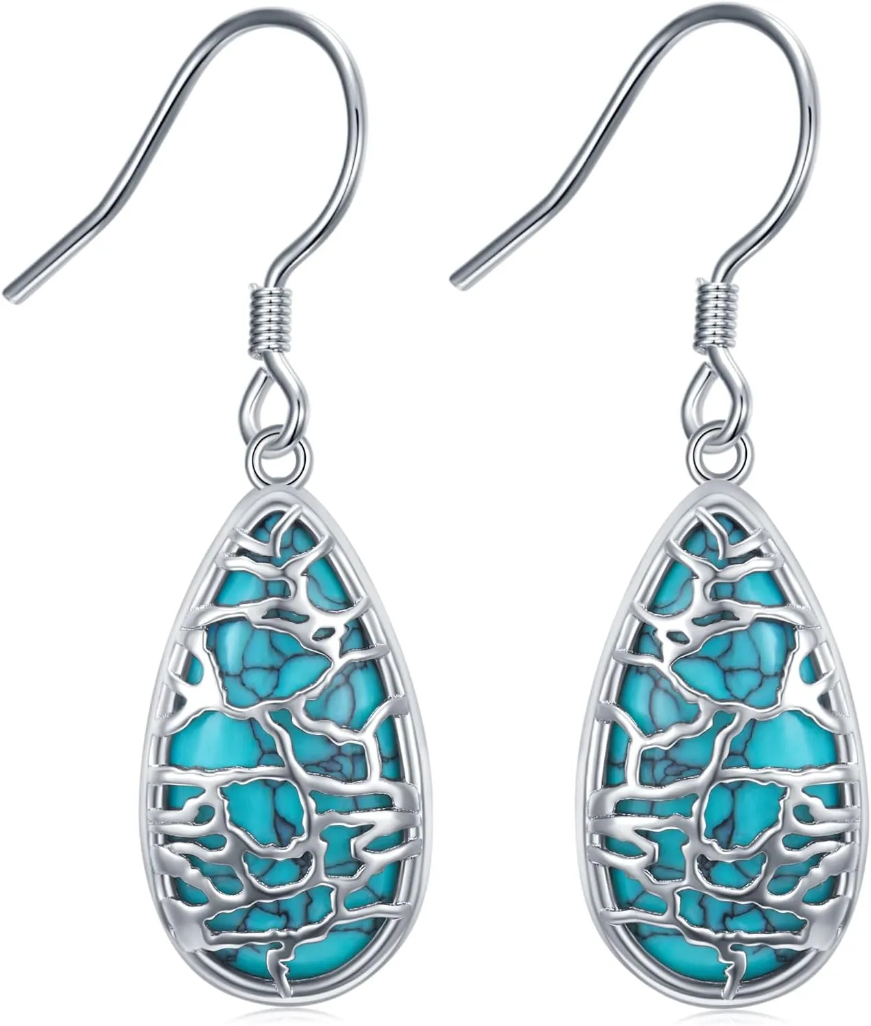 Turquoise Earrings 925 Sterling Silver Turquoise Teardrop Dangle Earrings for Women Western Jewelry Gift for for Women Mom Birthday Present