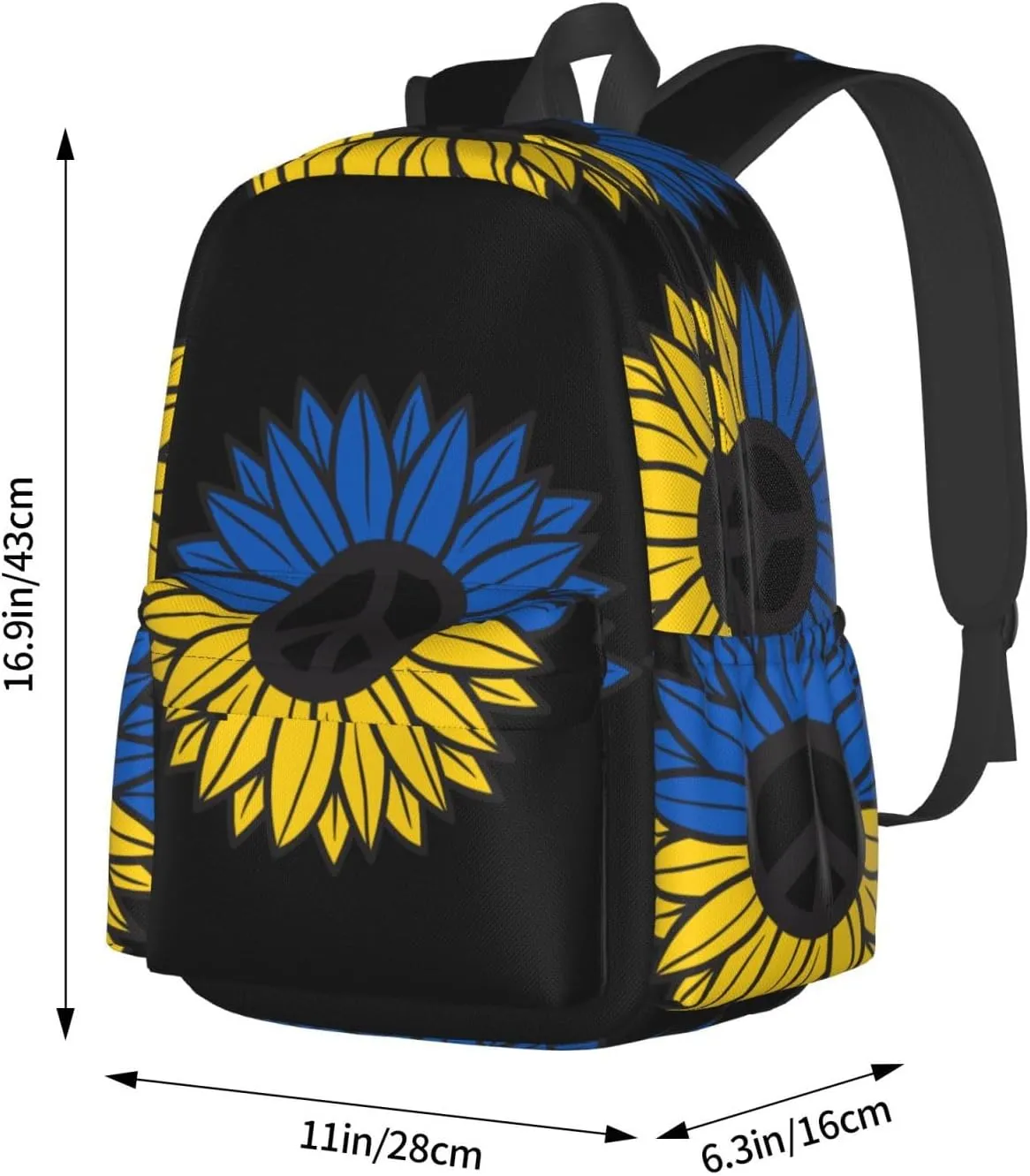 Ukraine Sunflower Flag Laptop Backpack Work Travel Backpacks Business Rucksack Casual Outdoor Daypack with Adjustable Strap Bags for Sports Office Gym Hiking