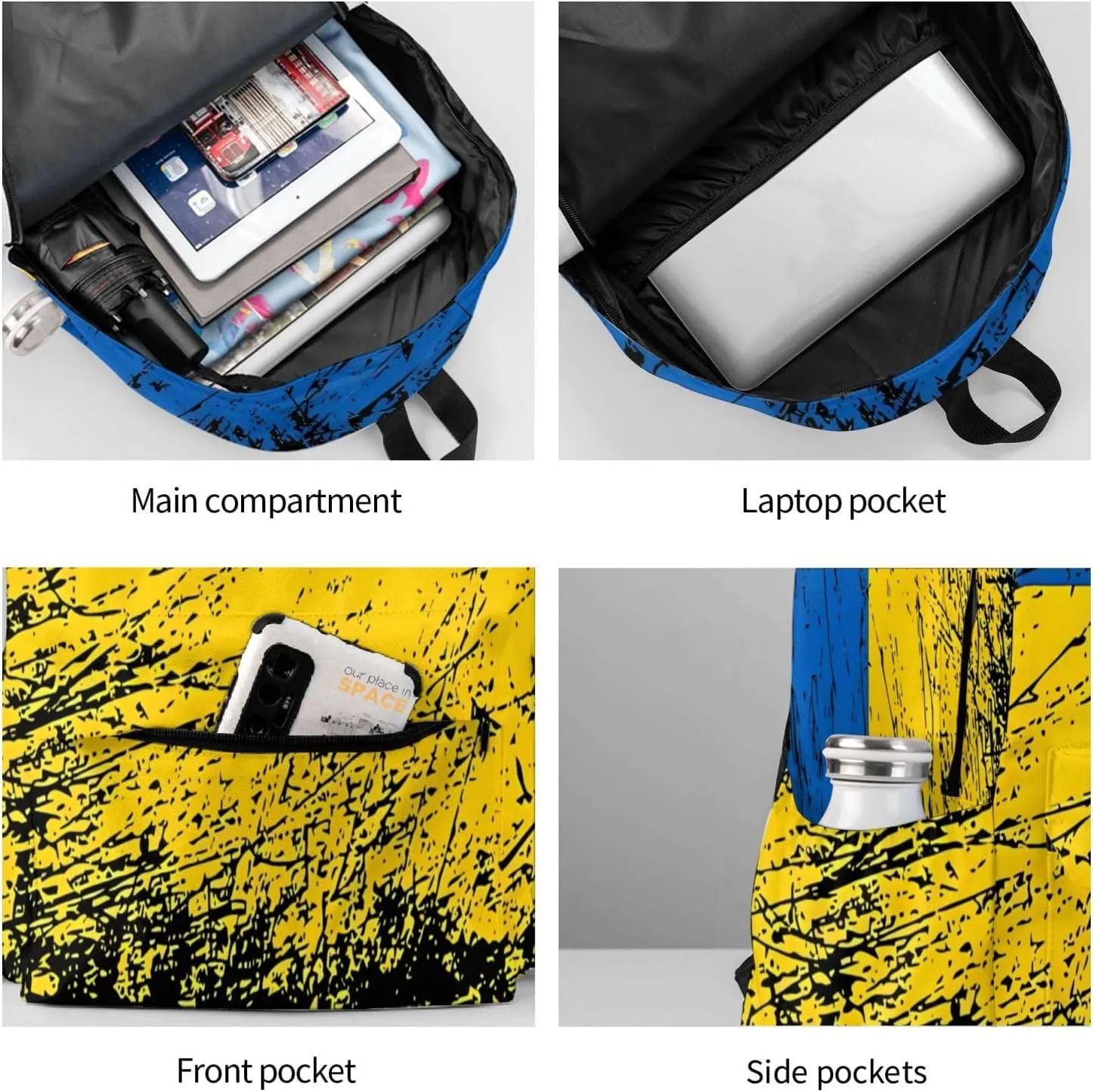 Ukraine Ukrainian Flag Laptop Backpack Work Travel Backpacks Business Rucksack Casual Outdoor Daypack with Adjustable Strap Bags for Sports Office Gym Hiking