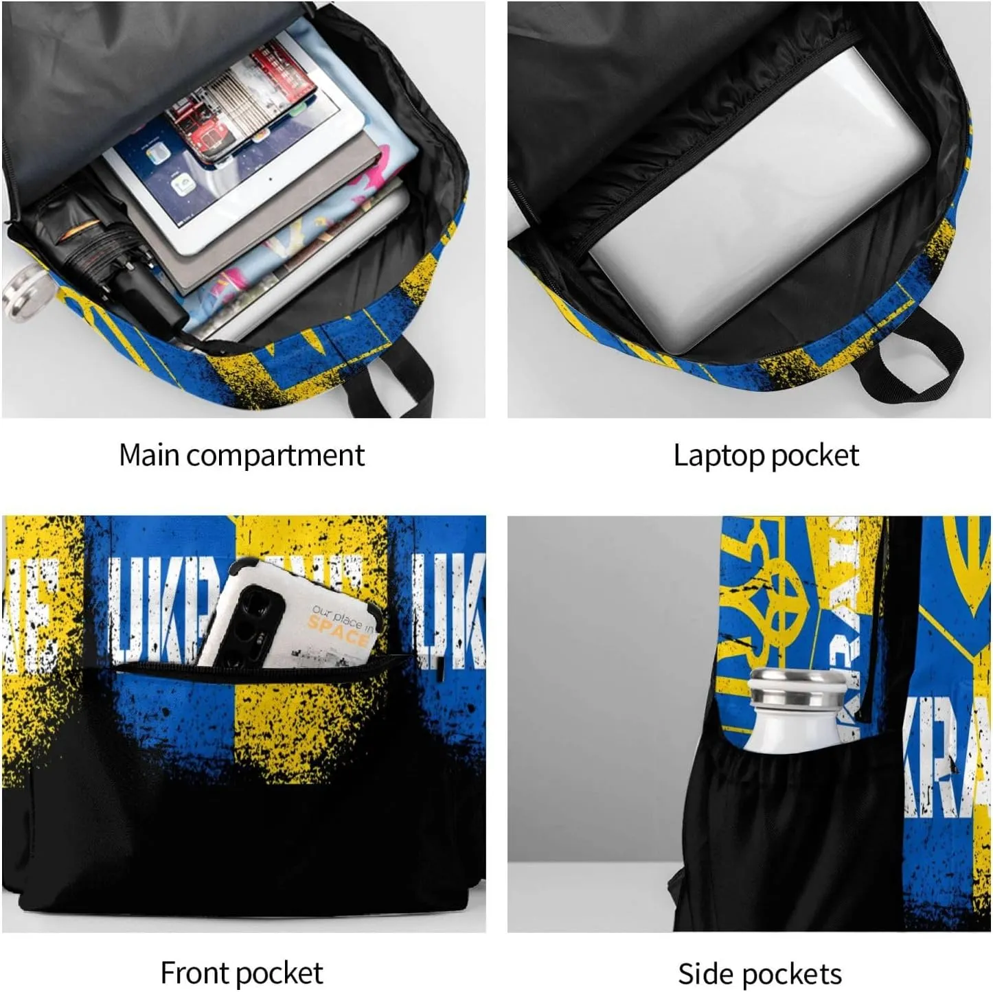 Ukraine Ukrainian Flag Laptop Backpack Work Travel Backpacks Business Rucksack Casual Outdoor Daypack with Adjustable Strap Bags for Sports Office Gym Hiking