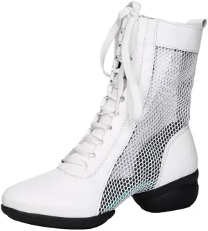 VEACAM High Top Jazz Dance Boots, Split Sole Ballet Dancing Sneakers for Women Breathable Leather Ballroom Shoes Spring Summer