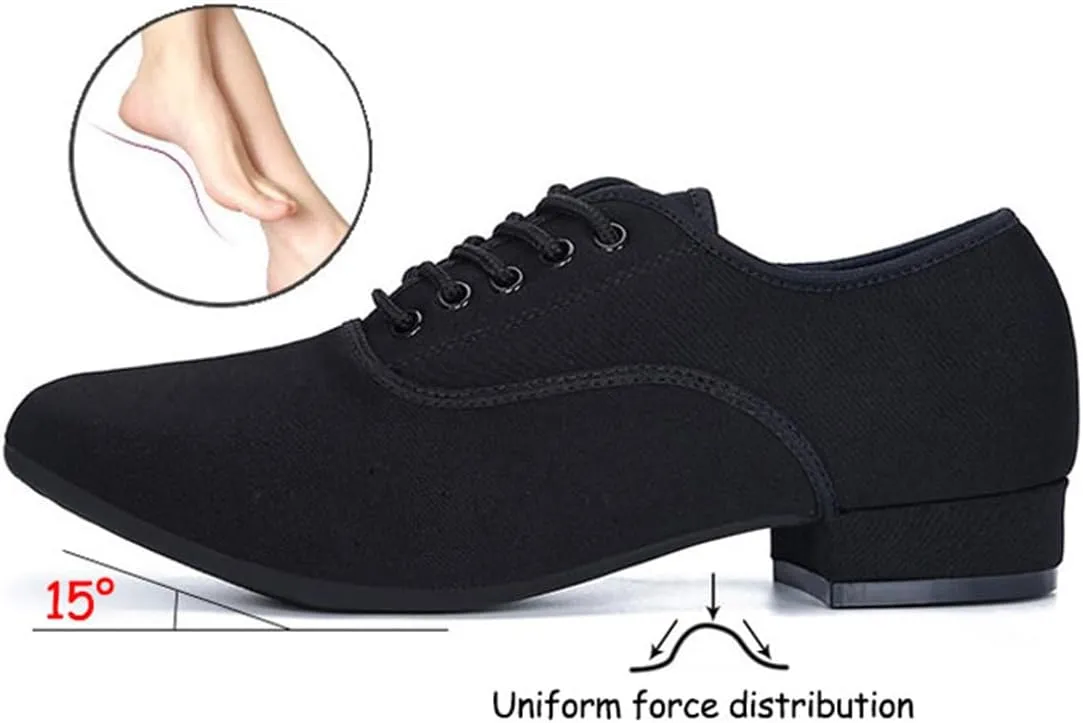 VEACAM Latin Dance Shoes for Men Closed Toe Ballroom Dance Sneaker Practice Jazz Training, 1 Inchs Heel
