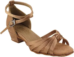 Very Fine Ballroom Latin Tango Salsa Dance Shoes for Girls - 6005G - 1.5 inch Heel-Brown Satin - Size - 12.5 M