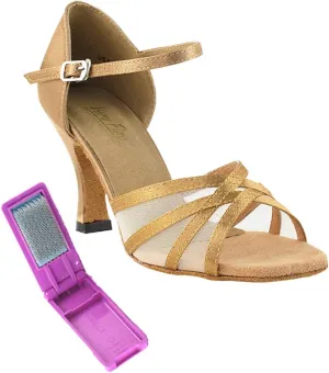 Very Fine Ballroom Latin Tango Salsa Dance Shoes for Women - 6027-2.5" Heel and Foldable Dance Shoe Brush Bundle