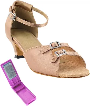 Very Fine Dance Shoes - Ladies Latin, Rhythm, Salsa Ballroom Dance Shoes - 1620-1.3-inch Heel and Foldable Brush Bundle