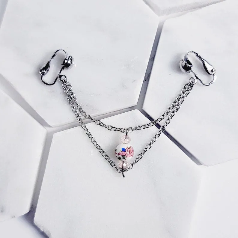 Vintage-Inspired Rose Labia Chain Dangle with Elegant Design