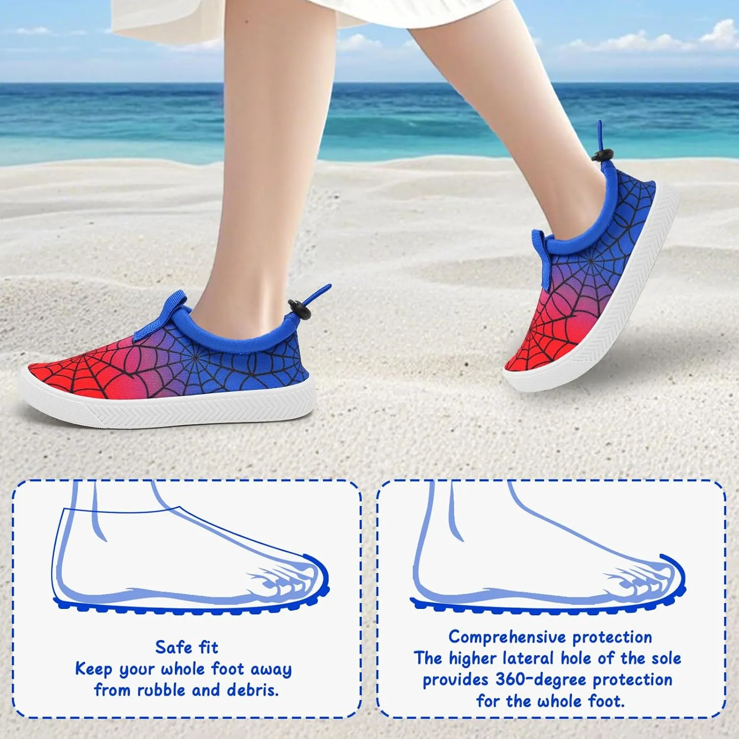 WateLves Toddler Water Shoes Kids Boys and Girls Quick Dry Water Sneakers Slip On Aqua Swim Shoes for Beach Daily Walking