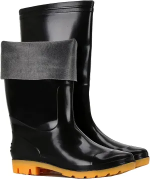 Wellies for Women and Men Non-Slip Wellington Boots Water Proof Rain Boots Garden Shoes Work Outdoor Boots(Color:Black,Size:EU 44)