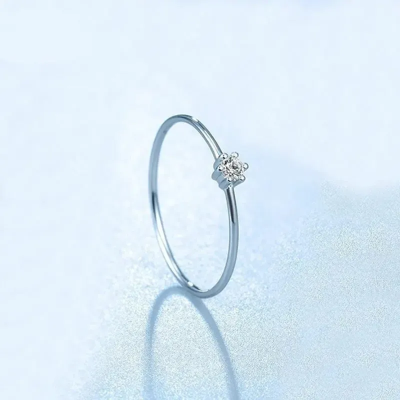White Gold Plated Silver Solitaire Moissanite Ring 0.2ct