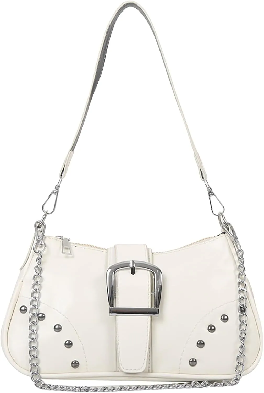 Women Armpit Bag For Lady Cool Style Bag With Chain Ornament Men's Leather Bag