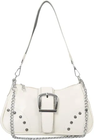 Women Armpit Bag For Lady Cool Style Bag With Chain Ornament Men's Leather Bag