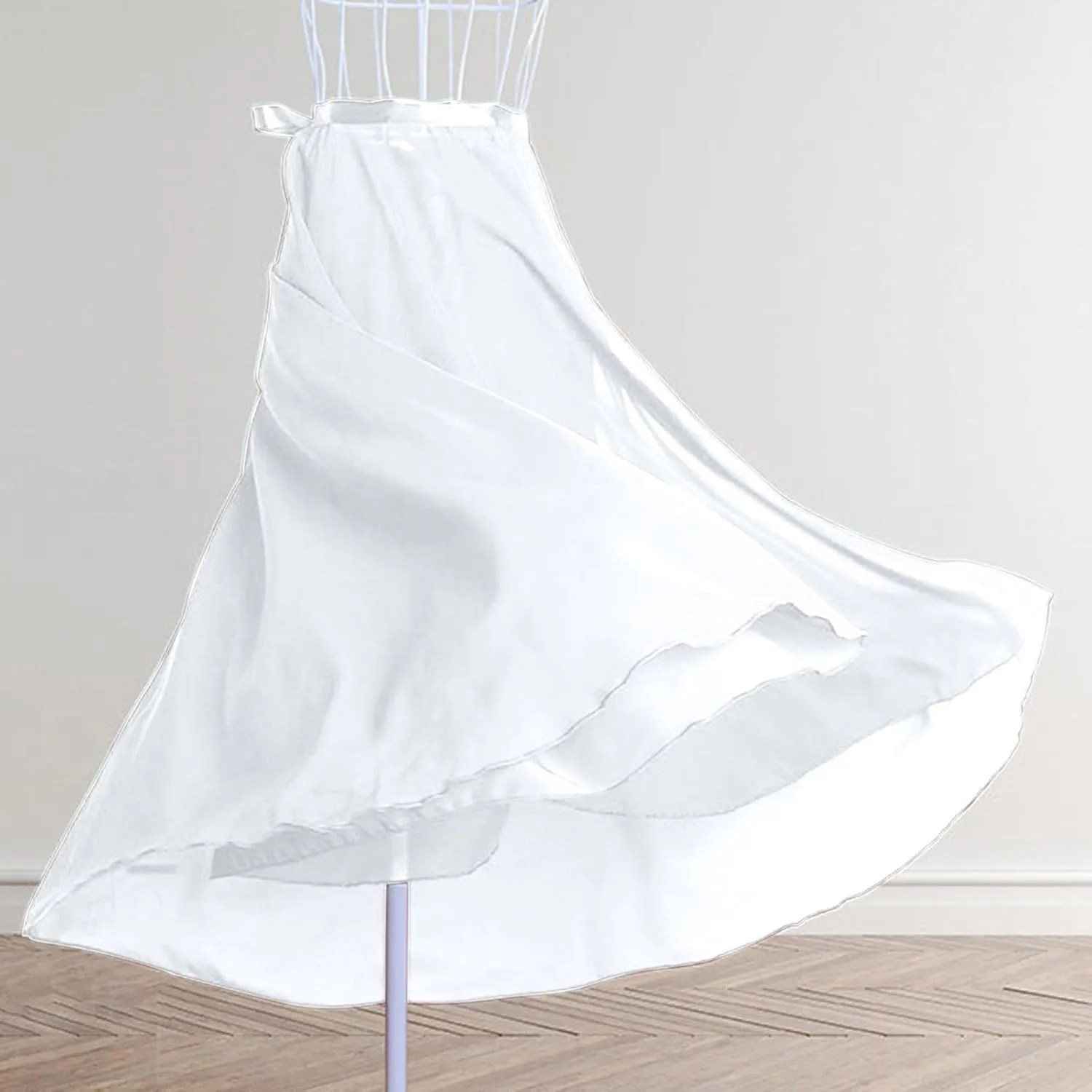 Women Ballet Maxi Skirts High Waist Irregular Hem Long Skirt Flowy Dance Skirts Solid Ankle Length Wrap Skirt