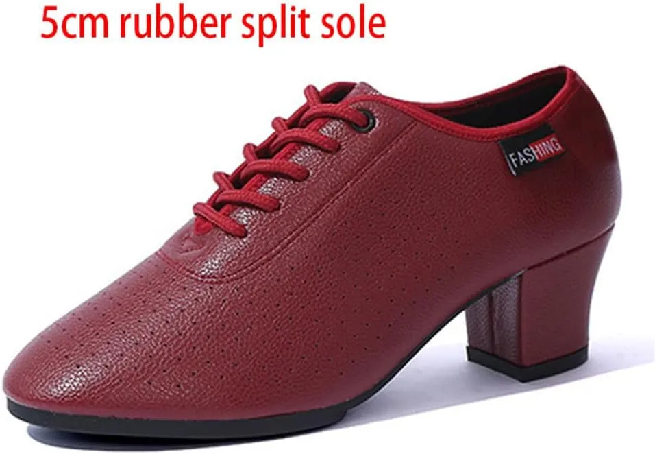Women Ballroom Dance Shoes, 2Inchs Heels Salsa Performance Practice Dancing Shoes Leather Walking Dance Shoes for Ladies