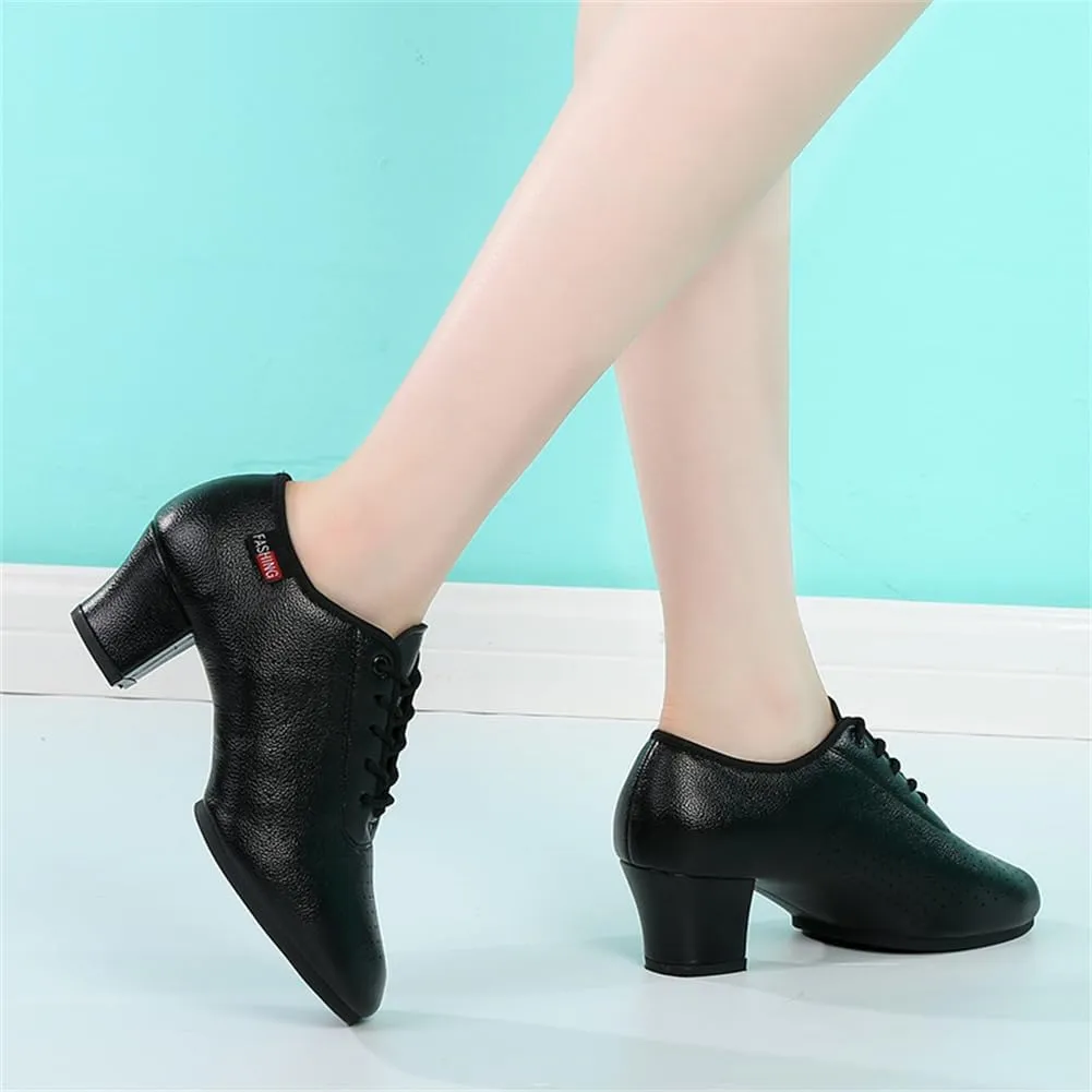 Women Ballroom Dance Shoes, 2Inchs Heels Salsa Performance Practice Dancing Shoes Leather Walking Dance Shoes for Ladies