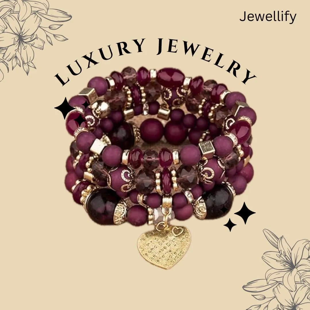 Women Beaded Bracelet Set | Colorful Boho Stackable Trendy Design with Crystal Accents Multilayer Bangle Bracelet | Fashion Stretch Braclets Jewelry for Women