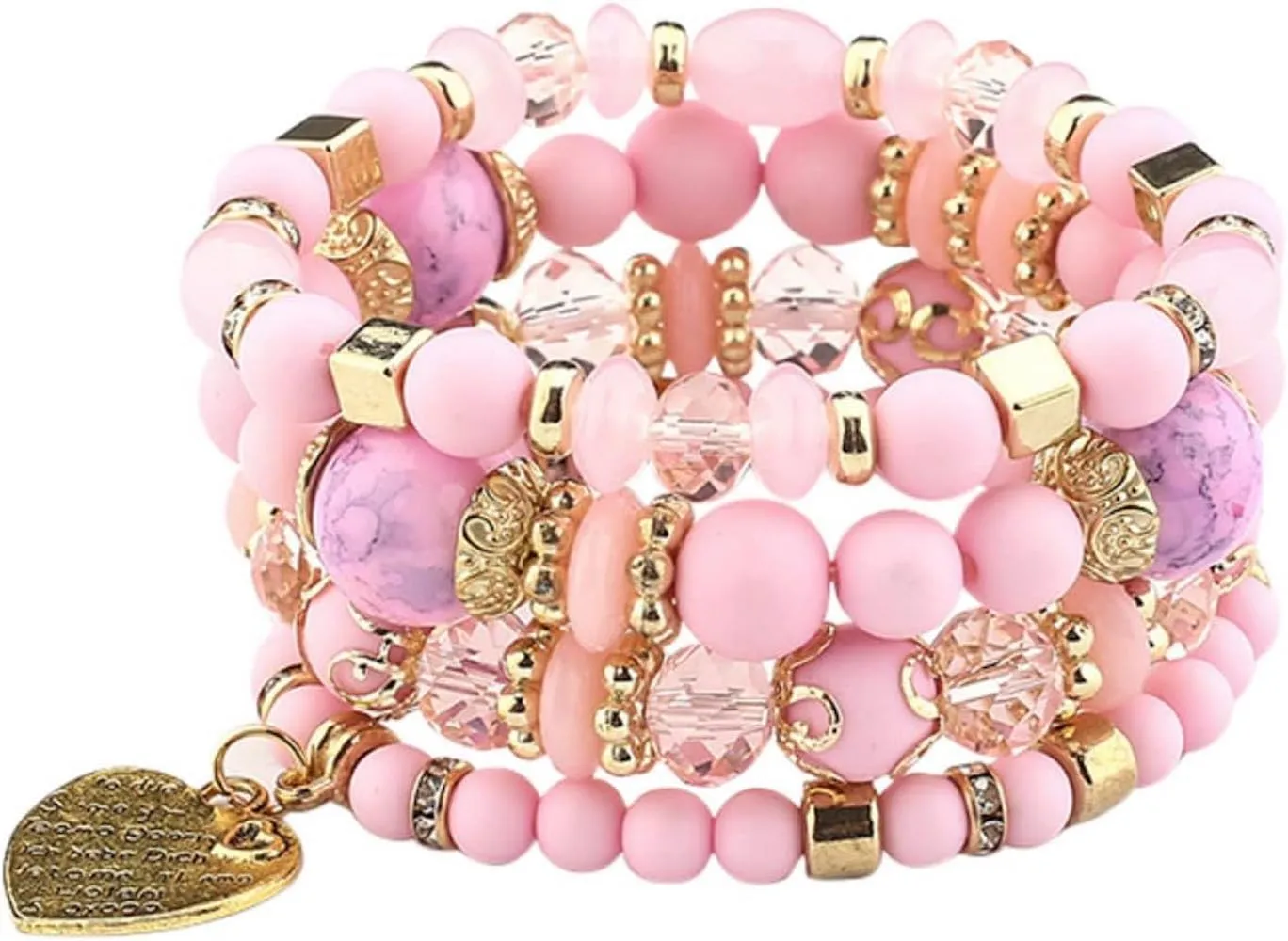 Women Beaded Bracelet Set | Colorful Boho Stackable Trendy Design with Crystal Accents Multilayer Bangle Bracelet | Fashion Stretch Braclets Jewelry for Women