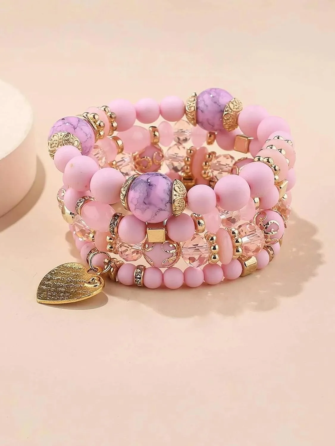 Women Beaded Bracelet Set | Colorful Boho Stackable Trendy Design with Crystal Accents Multilayer Bangle Bracelet | Fashion Stretch Braclets Jewelry for Women