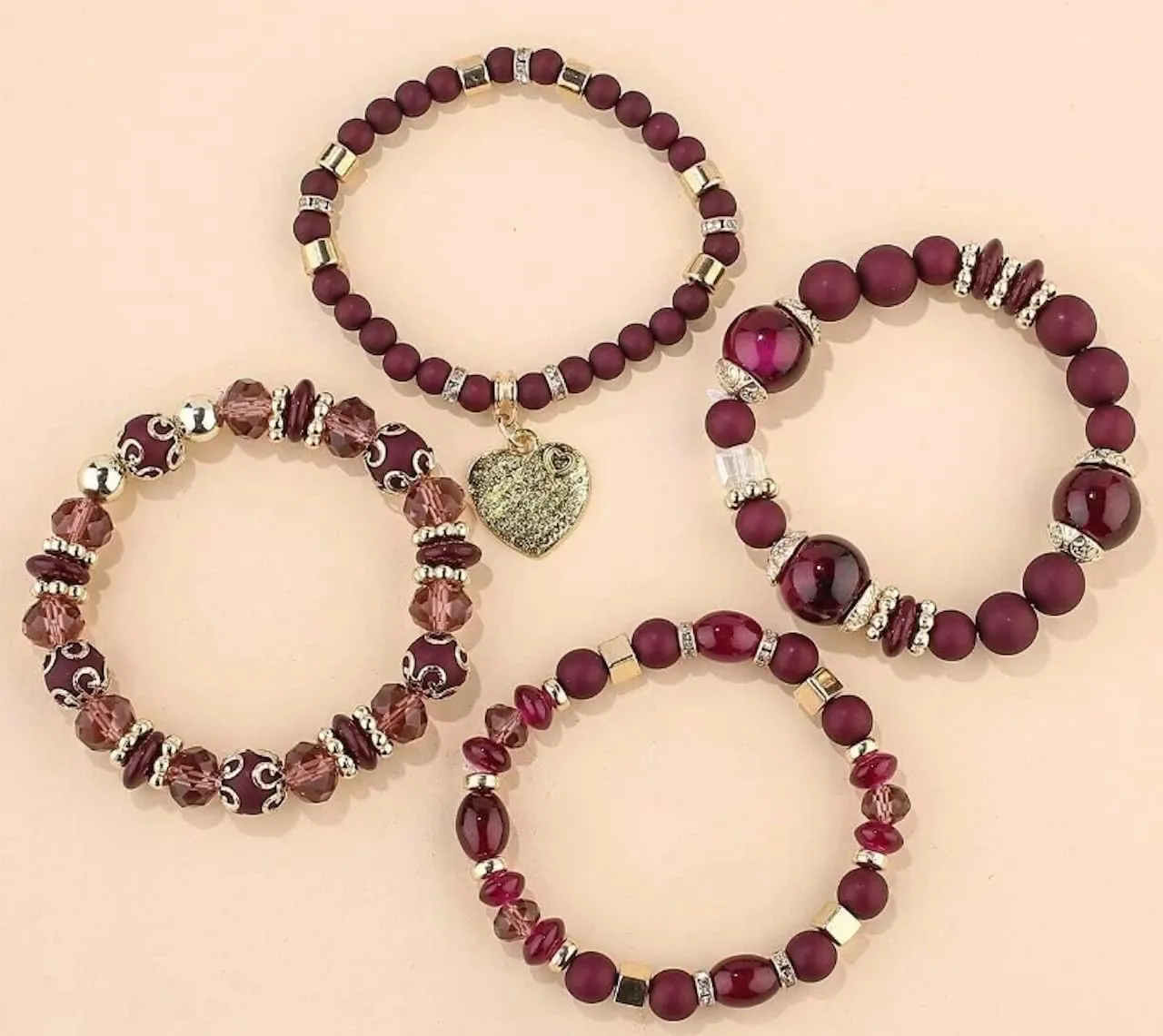 Women Beaded Bracelet Set | Colorful Boho Stackable Trendy Design with Crystal Accents Multilayer Bangle Bracelet | Fashion Stretch Braclets Jewelry for Women