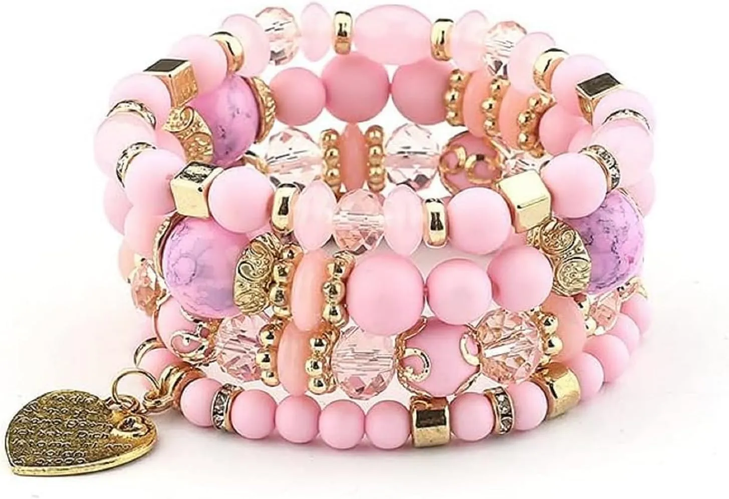 Women Beaded Bracelet Set | Colorful Boho Stackable Trendy Design with Crystal Accents Multilayer Bangle Bracelet | Fashion Stretch Braclets Jewelry for Women