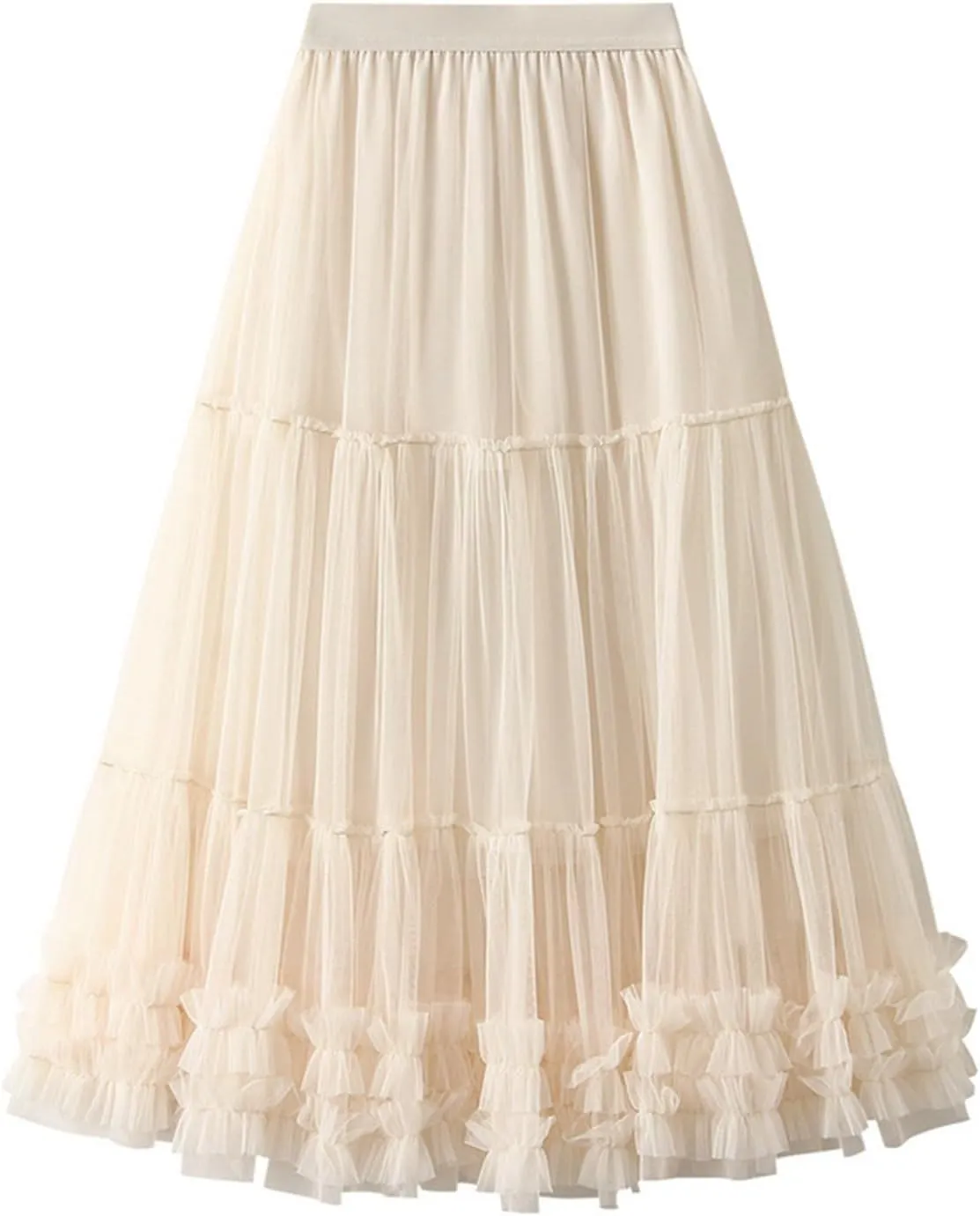 Women Casual Elastic High Waist Mesh Skirt Tutu Skirt Pleated Cake Skirt Women's Fashion Skirt