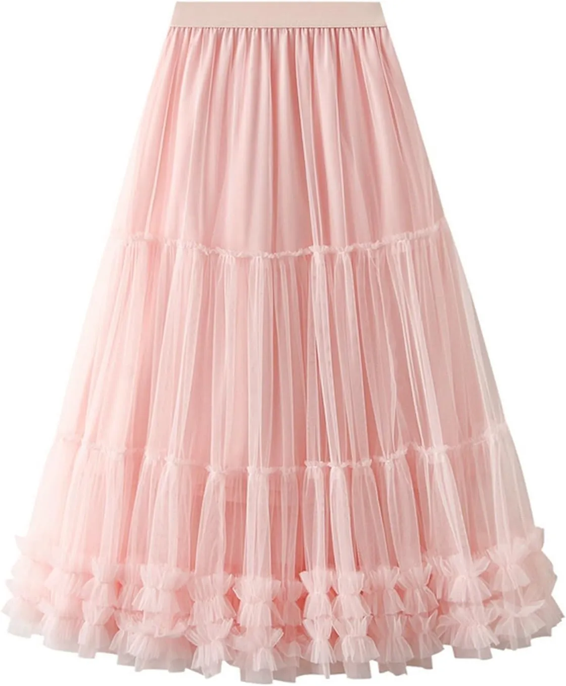 Women Casual Elastic High Waist Mesh Skirt Tutu Skirt Pleated Cake Skirt Women's Fashion Skirt