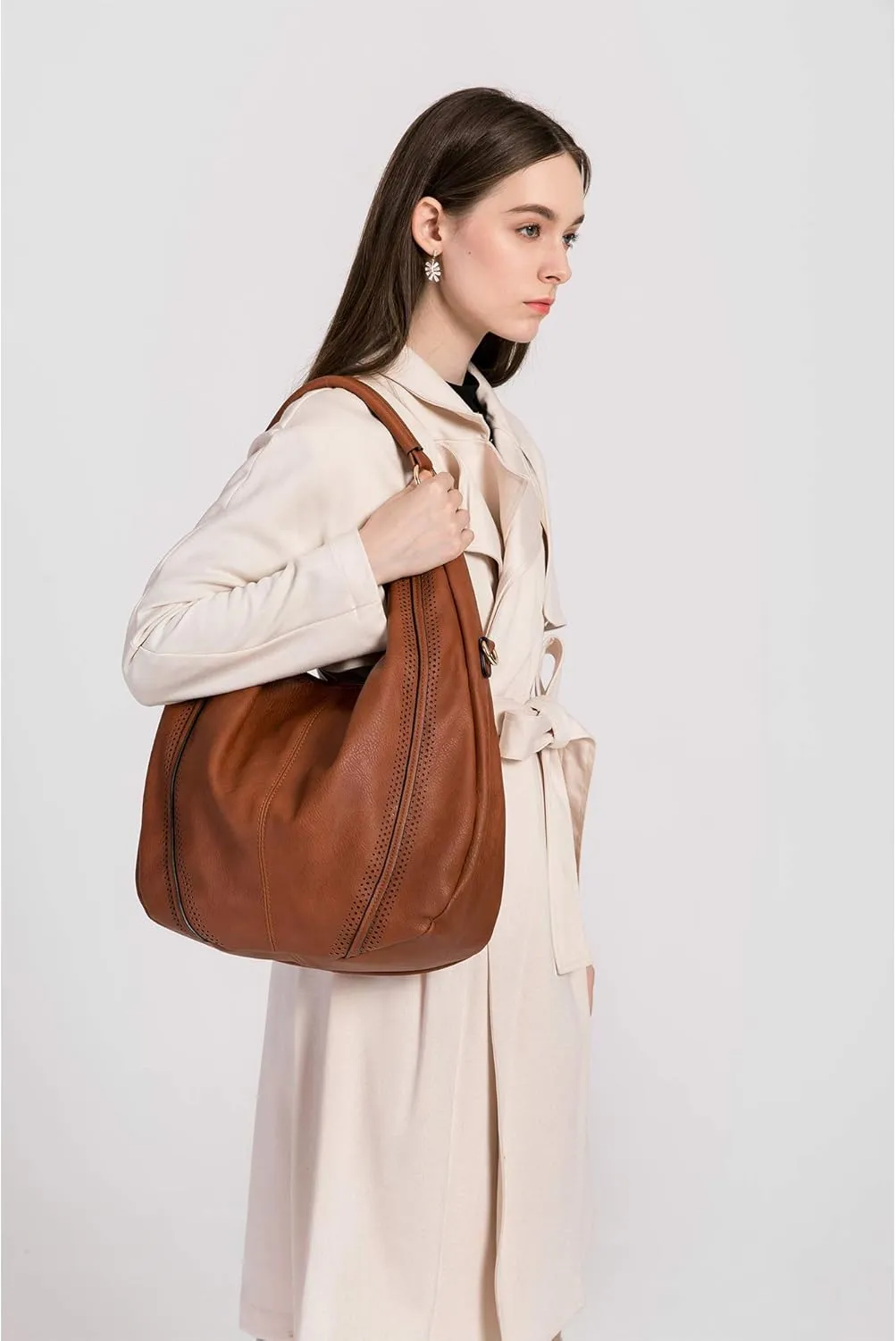 Women Hobo Bags Oversized Leather Handbags PU Crossbody Shoulder Totes Winter Stylish Purses