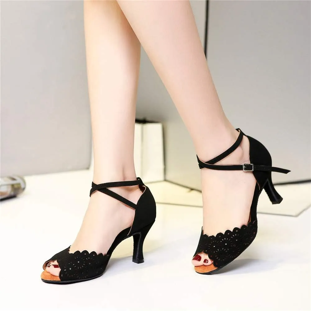 Women Latin Dance Shoes Salsa Ballroom Dance Heel Performance Dancing Shoes, Model YCL384