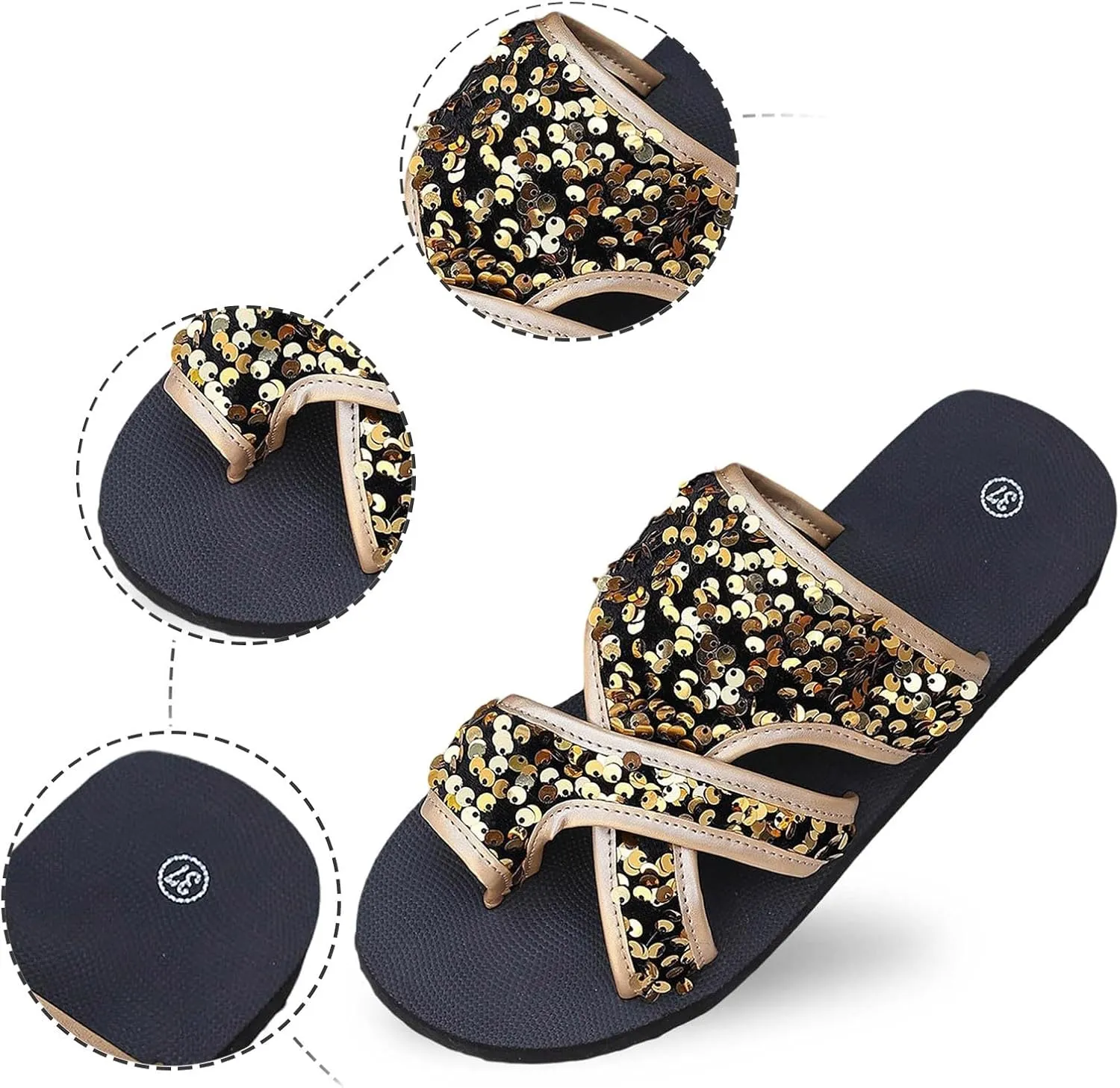 Women Orthopedic Sandals with Arch Support Comfortable Wedge Slide Sandals Flip Flops Outdoor Beach Shoes