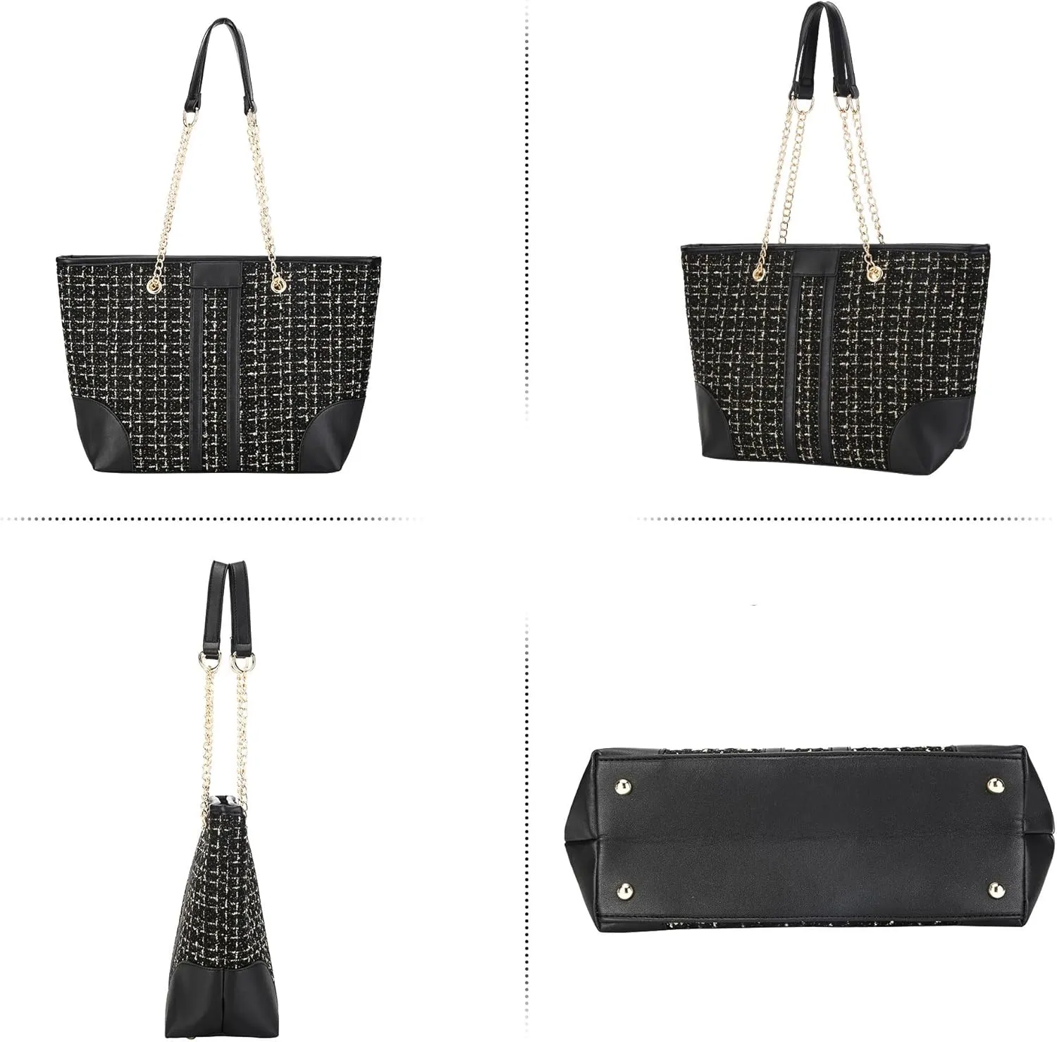 Women Tweed Single shoulder Bag Handbag and Purse Fashion Ladies Chain Quilted Crossbody Bag Evening Bag Clutch 