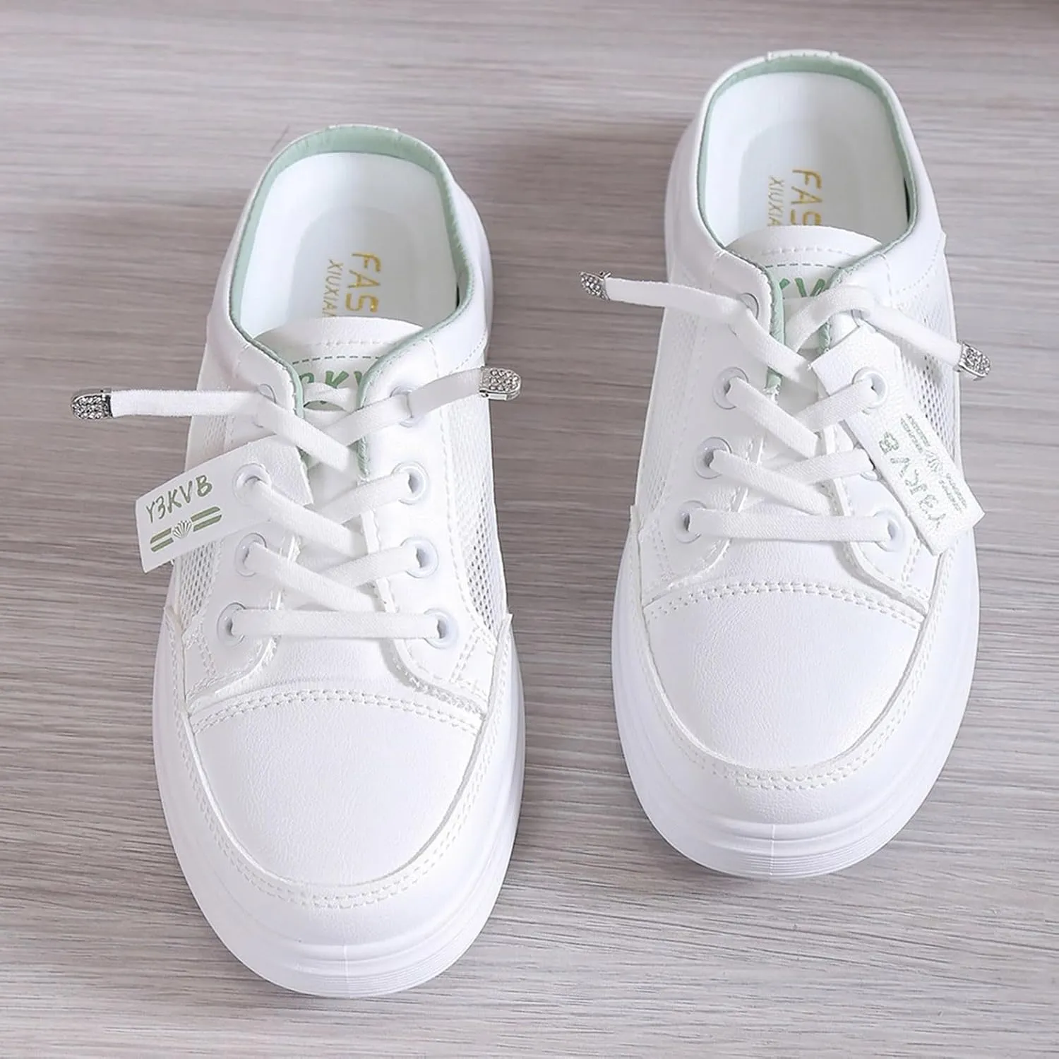 Women Walking Shoes Slip On,Breathable Canvas Cutout Loafers Thick Soles Flat Shoes Orthopedic Backless Slippers
