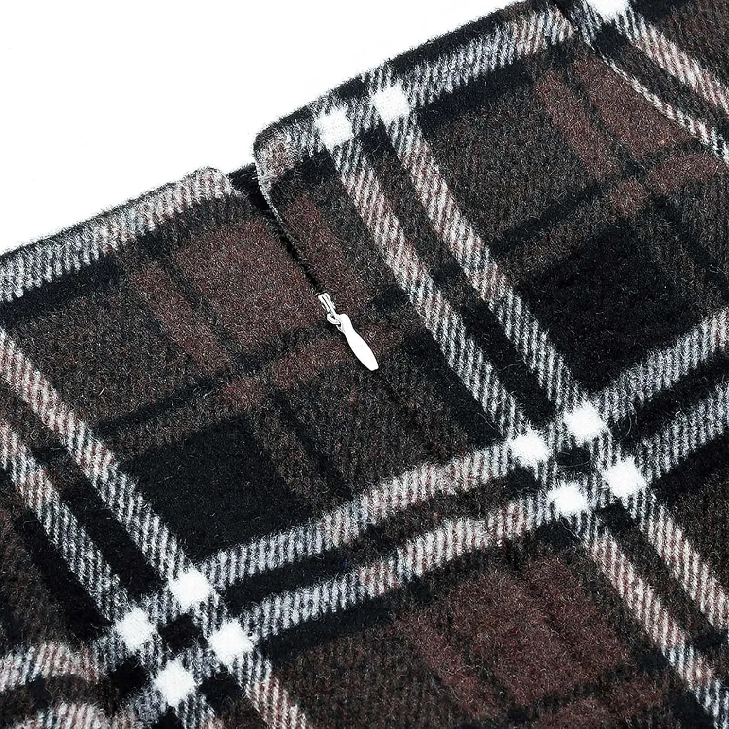 Women Wool Plaid Skirts Knee Length Preppy Clothes Bodycon Checkered Pencil Skirt High Waist Fall Winter Skirts
