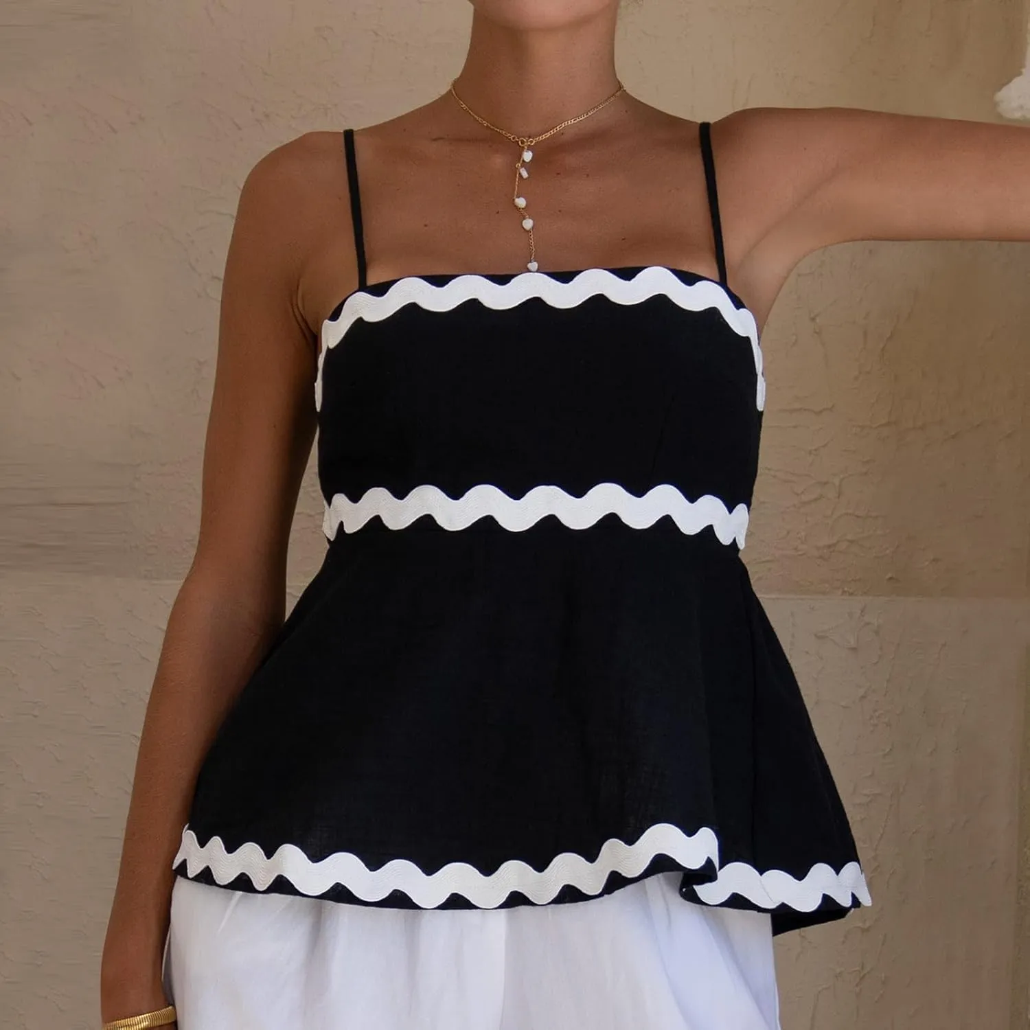 Women Y2k Square Neck Babydoll Crop Tank Top Sleeveless Ruffle Flowy Camisole Open Back Bow Tie Peplum Cami Shirts
