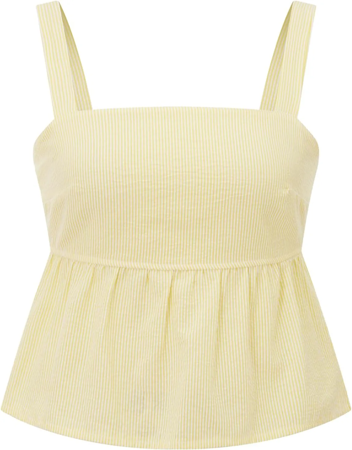 Women Y2k Square Neck Babydoll Crop Tank Top Sleeveless Ruffle Flowy Camisole Open Back Bow Tie Peplum Cami Shirts