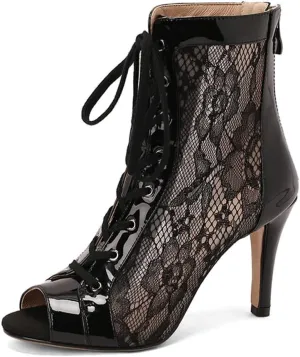 Women's Ankle Dance Boots Peep Toe Latin Salsa Performance Party Ballroom Dance Shoes
