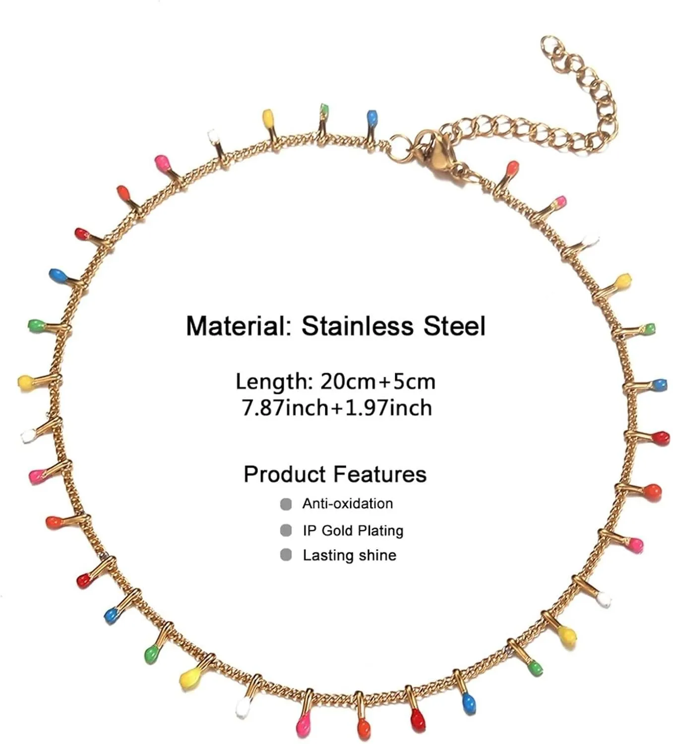 Womens Anklet Beaded, Beach Vacation Anklet Stainless Steel Chain Silver/Gold Foot Jewelry for Party