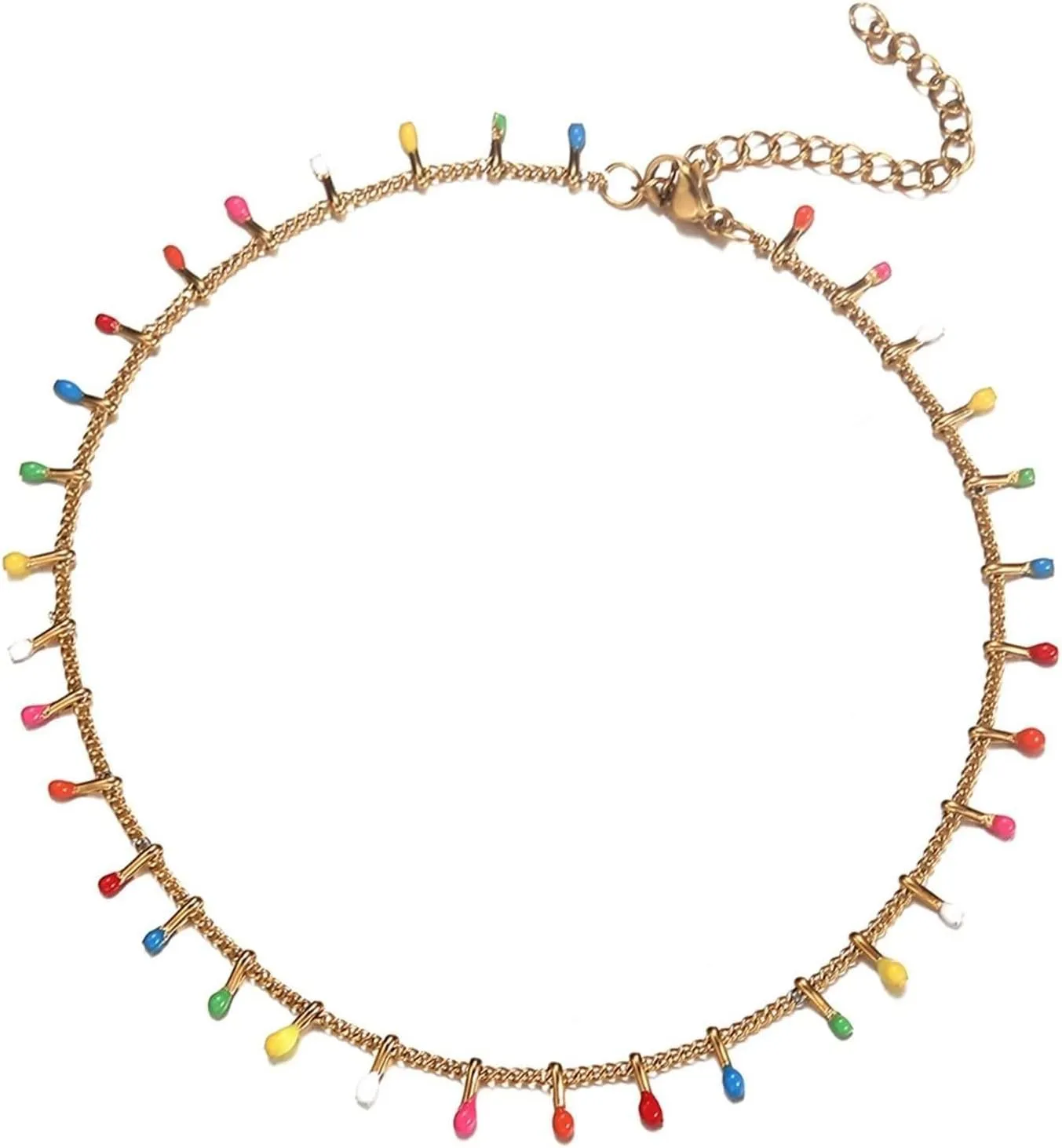Womens Anklet Beaded, Beach Vacation Anklet Stainless Steel Chain Silver/Gold Foot Jewelry for Party