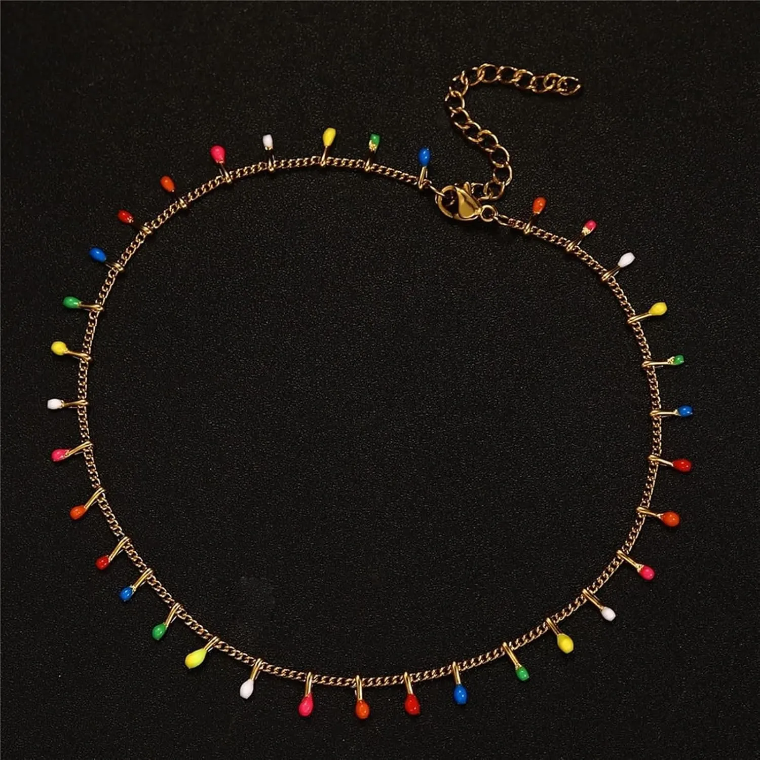 Womens Anklet Beaded, Beach Vacation Anklet Stainless Steel Chain Silver/Gold Foot Jewelry for Party
