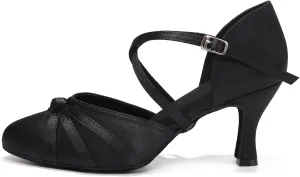 Women's Ballroom Dance Shoes Closed Toe Ladies Latin Salsa Waltz Social Dancing Shoes Heels 3 Inch Heel
