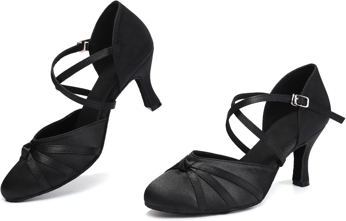 Women's Ballroom Dance Shoes Closed Toe Ladies Latin Salsa Waltz Social Dancing Shoes Heels 3 Inch Heel