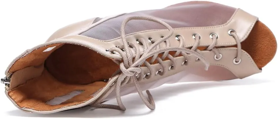Women's Ballroom Latin Salsa Dance Shoes Lace-up Open-Toe Dancing Shoes,QJW7235