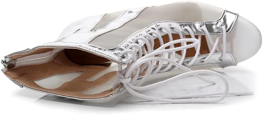 Women's Ballroom Latin Salsa Dance Shoes Lace-up Open-Toe Dancing Shoes,QJW7235