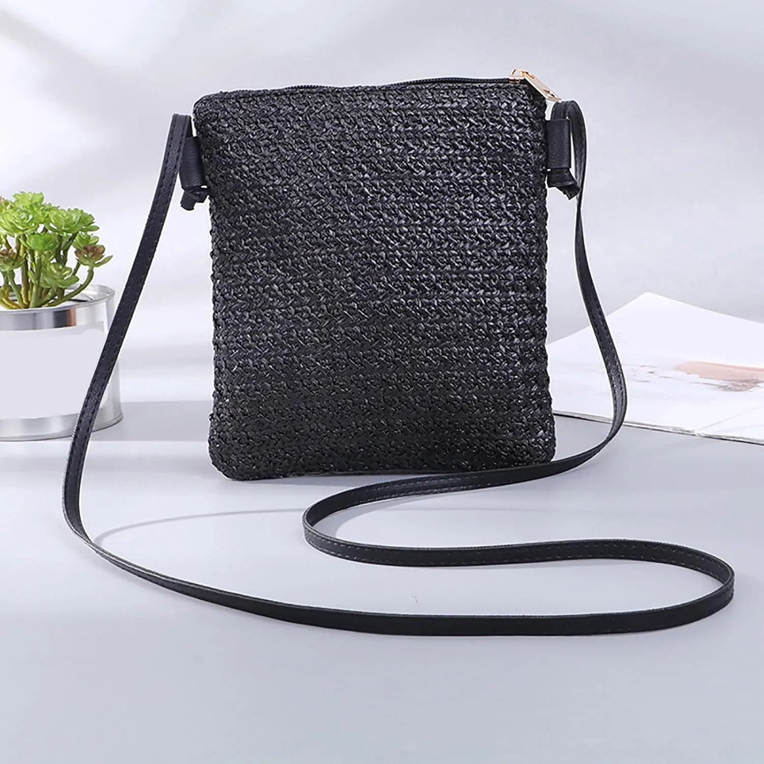 Women's Canvas Tote Bags with Zipper Beach Tote Shoulder Bags for Summer Vacation Retro Clutch Underarm Purse(A)