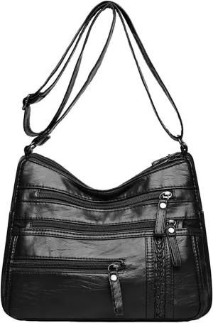 Women's Canvas Tote Bags with Zipper Stadium Crossbody Messenger Bags for Concerts Sporting Events Gifts for Mom(Black)